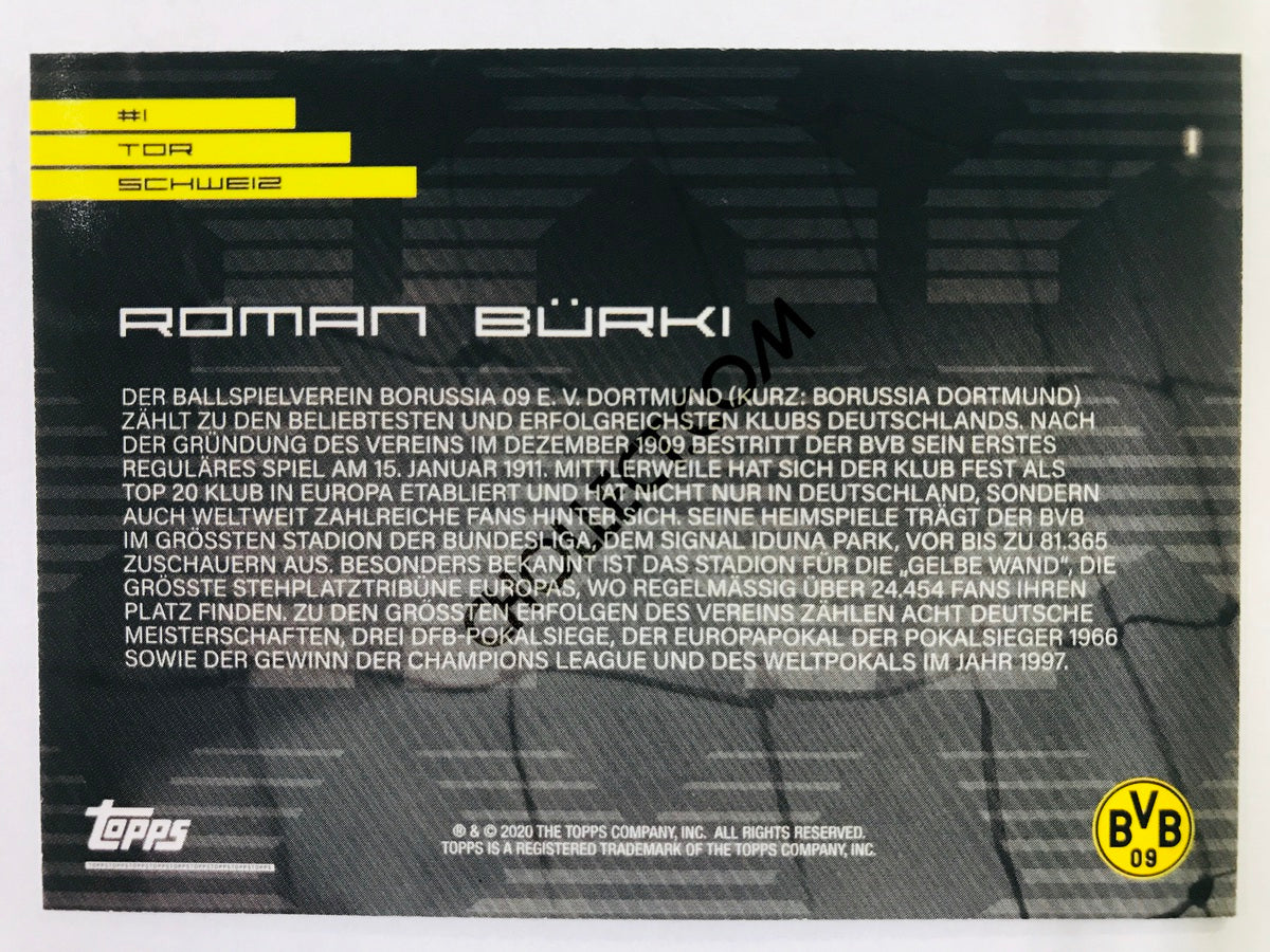 Roman Burki 2020 Topps 2020 BVB Borussia Dortmund Soccer Card #1