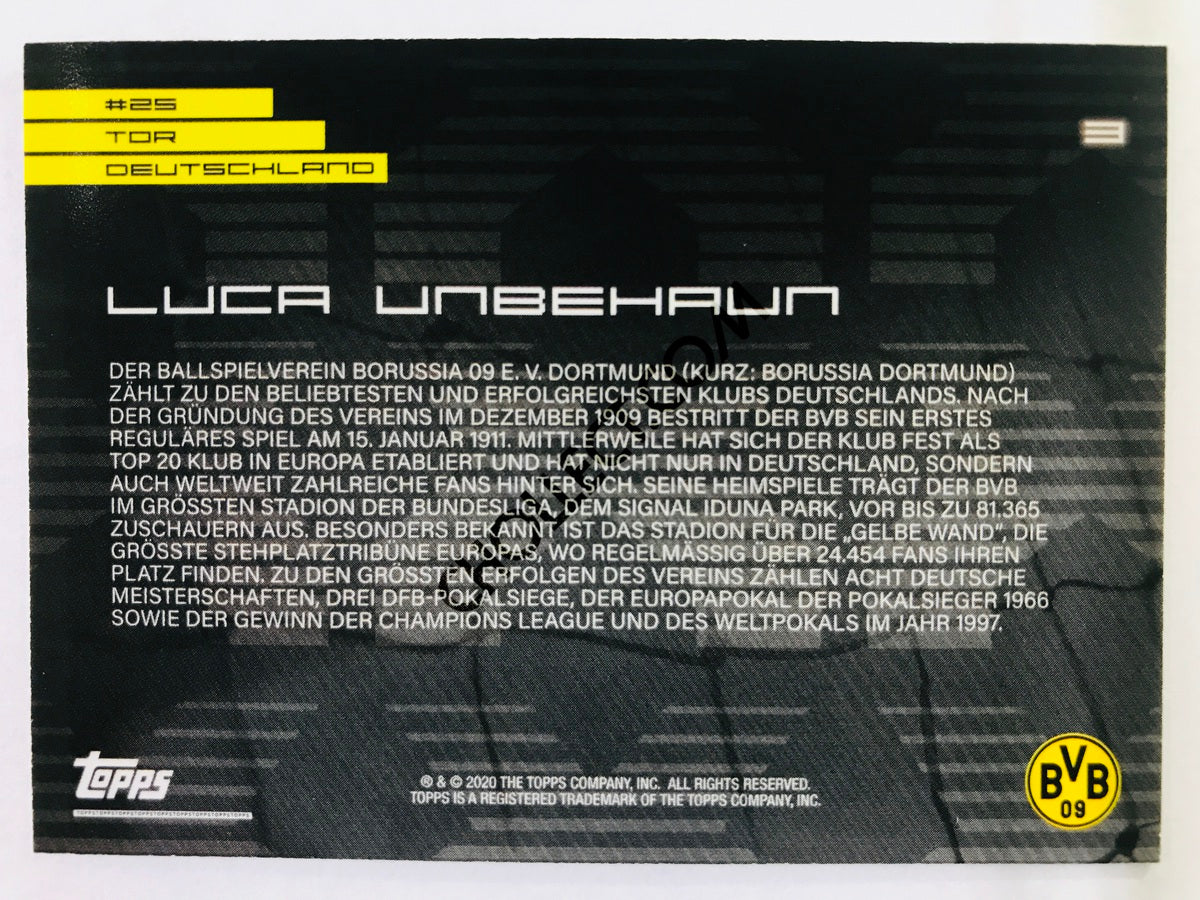Luca Unbehaun 2020 Topps 2020 BVB Borussia Dortmund Soccer Card #3