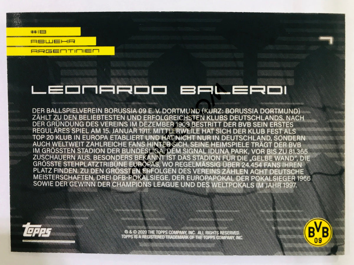 Leonardo Balerdi 2020 Topps 2020 BVB Borussia Dortmund Soccer Card #7