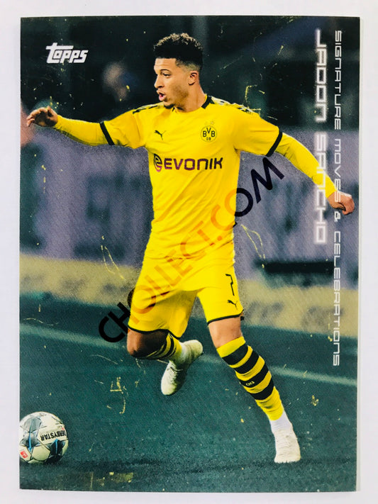 Jadon Sancho (Signature Moves & Celebrations) 2020 Topps 2020 BVB Borussia Dortmund Soccer Card Rookie #35