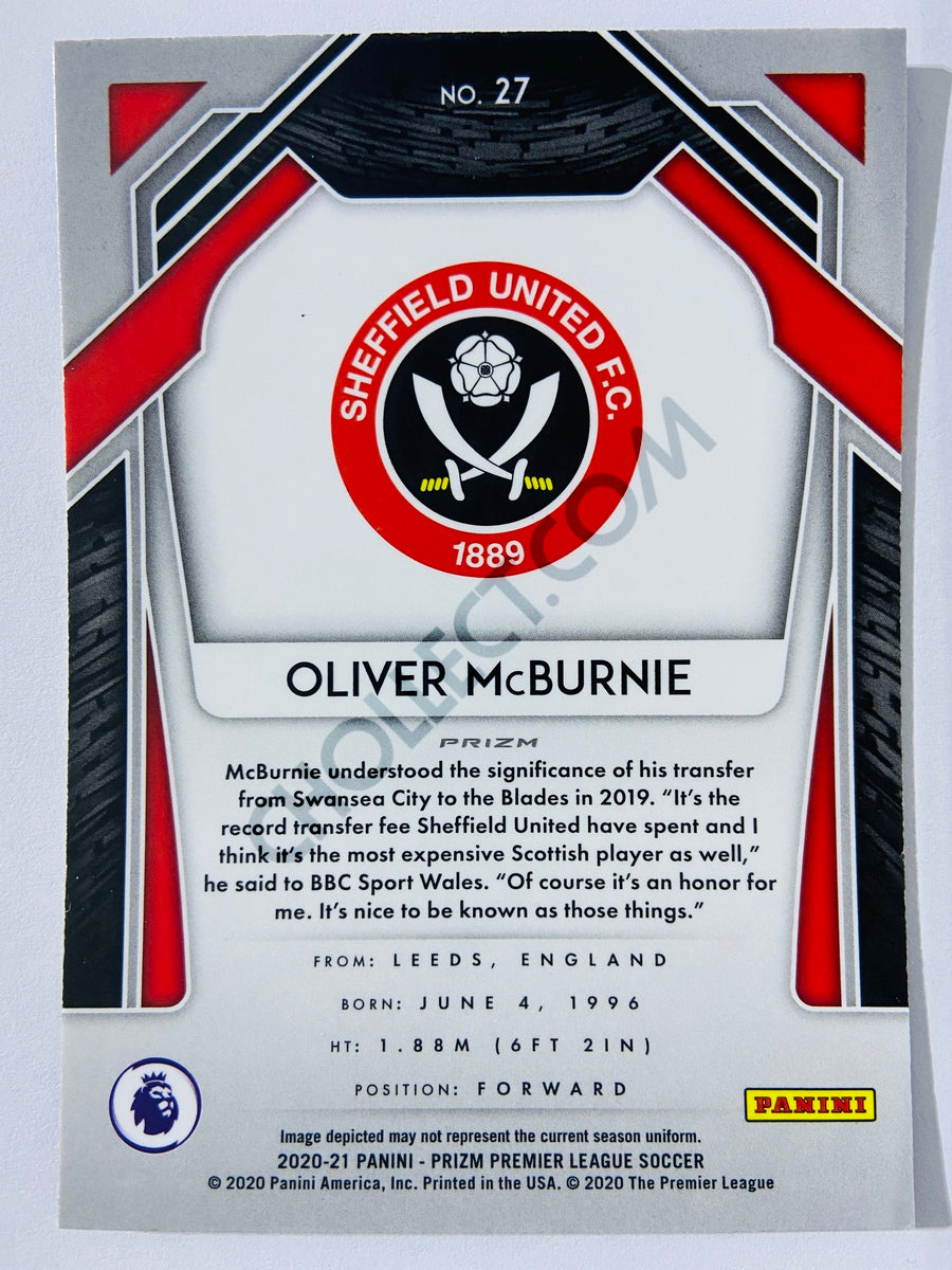 Oliver McBurnie - Sheffield United 2020-21 Panini Prizm Premier League Blue Pulsar Parallel RC Rookie #27