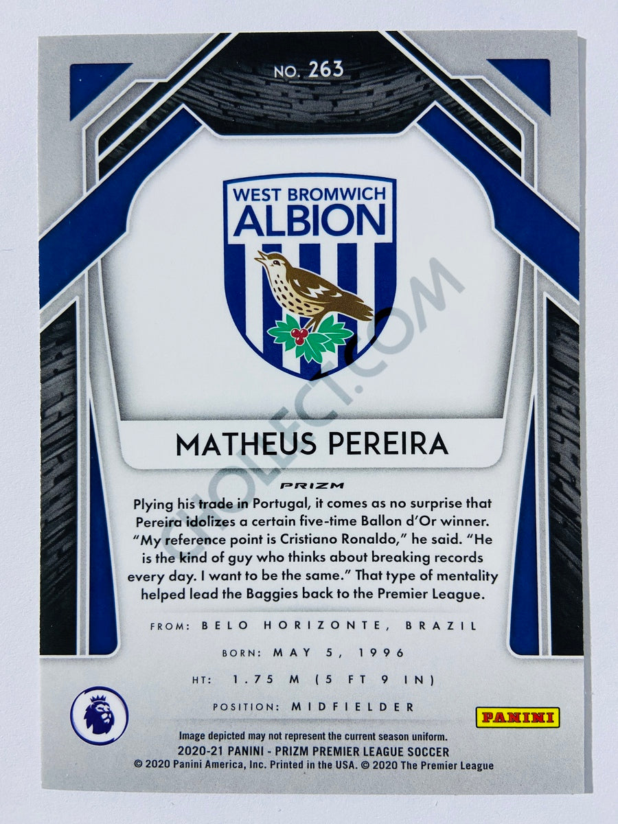 Matheus Pereira - West Bromwich Albion 2020-21 Panini Prizm Premier League Blue Pulsar Parallel RC Rookie #263