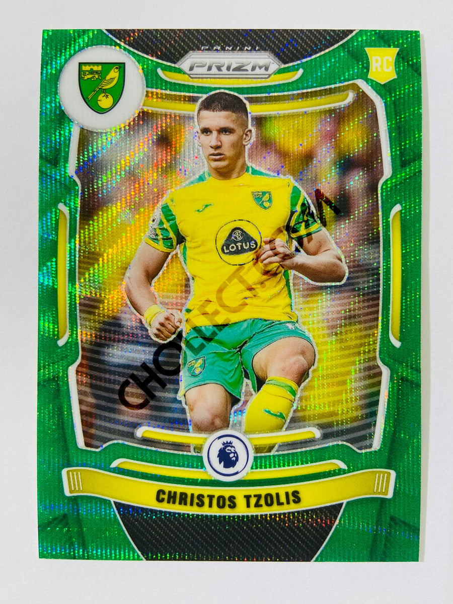 Christos Tzolis - Norwich City 2021-22 Panini Prizm Premier League Green Wave RC Rookie #173