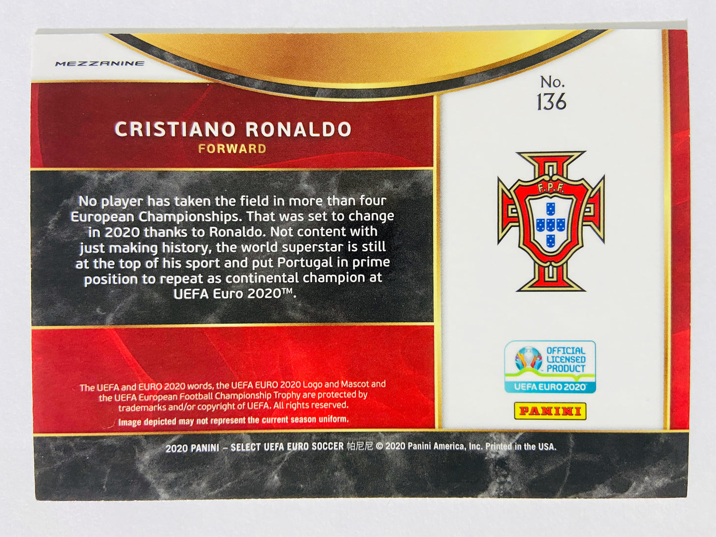 Cristiano Ronaldo - Portugal 2020 Panini Select UEFA EURO Mezzanine #136