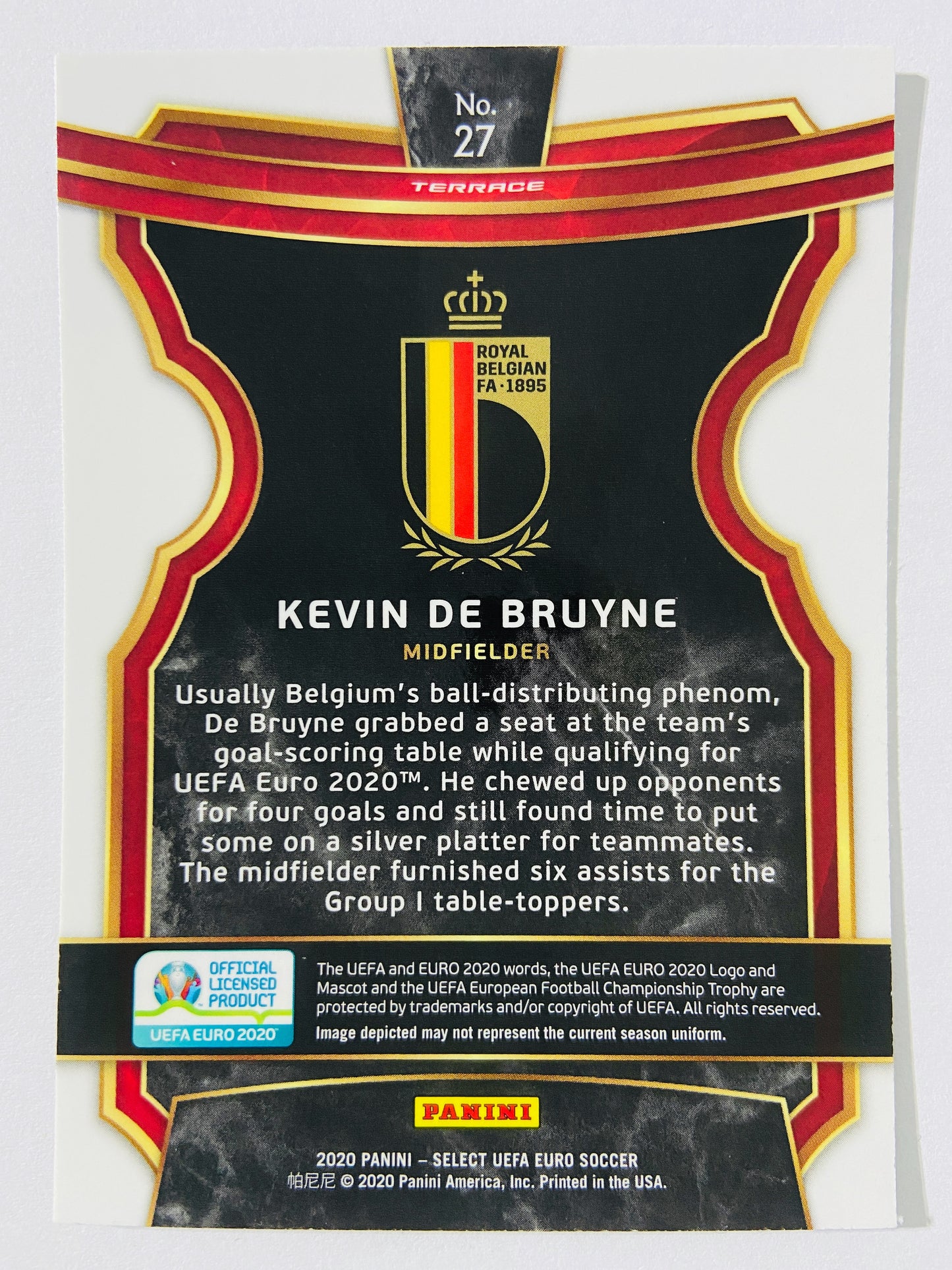 Kevin de Bruyne - Belgium 2020 Panini Select UEFA EURO Terrace #27