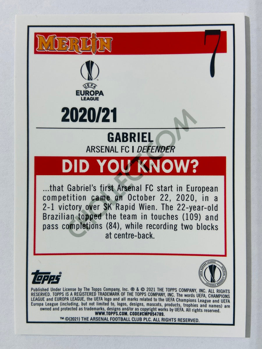 Gabriel - Arsenal FC 2020-21 Topps UEFA Europa League Merlin #7