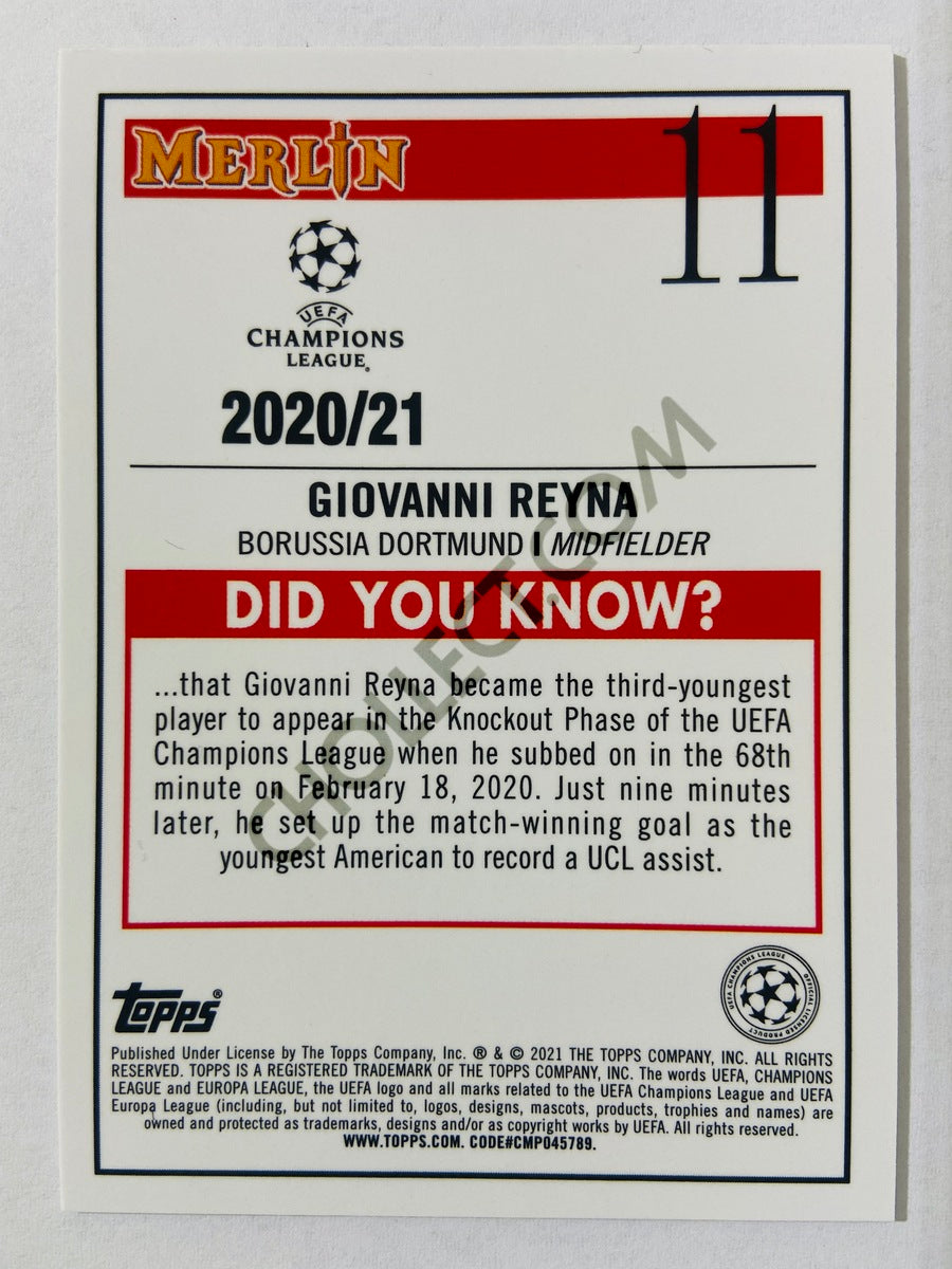 Giovanni Reyna - Borrusia Dortmund 2020-21 Topps UEFA Champions League Merlin #11