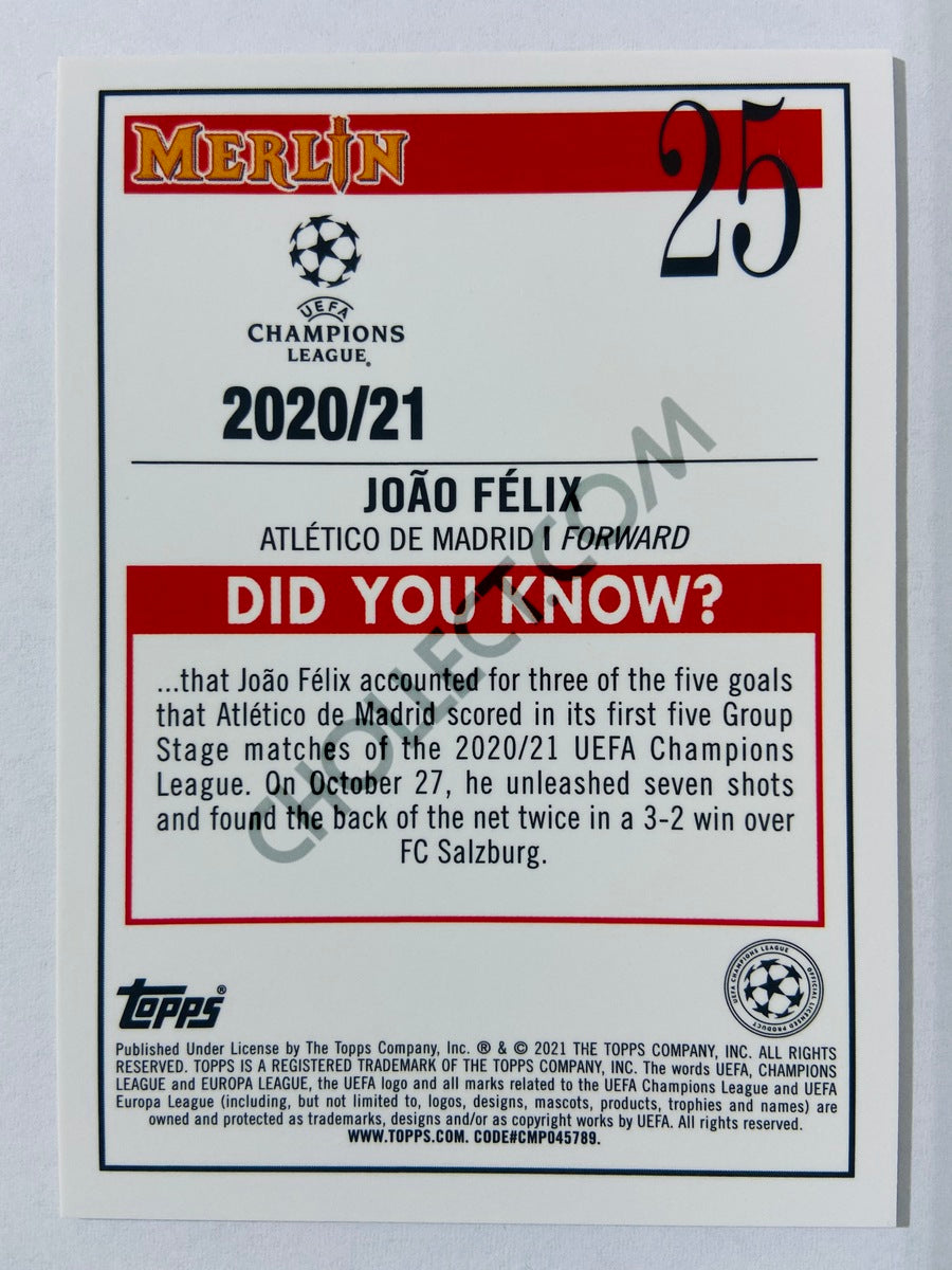 Joao Felix - Atletico de Madrid 2020-21 Topps UEFA Champions League Merlin #25