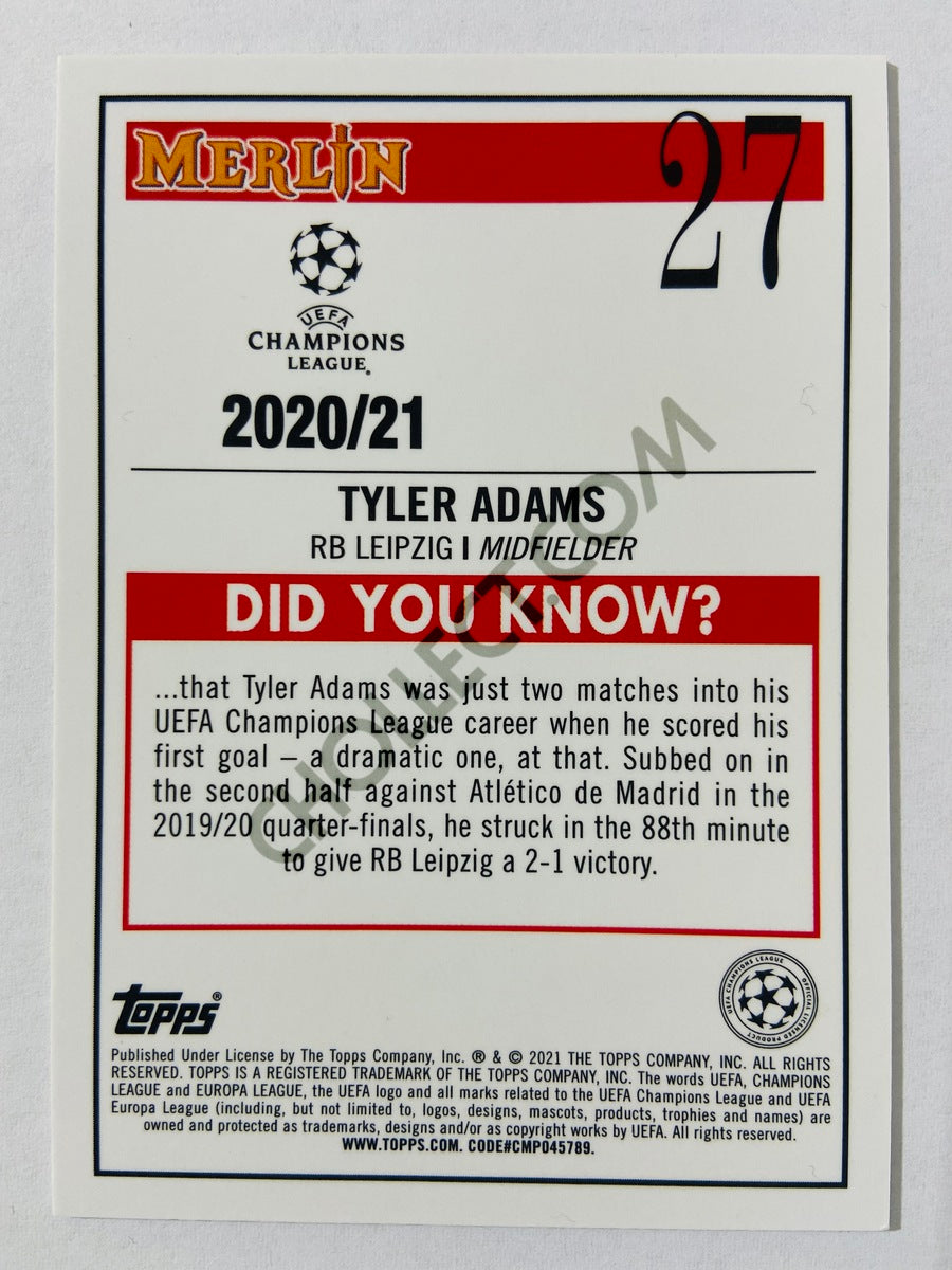 Tyler Adams - RB Leipzig 2020-21 Topps UEFA Champions League Merlin #27