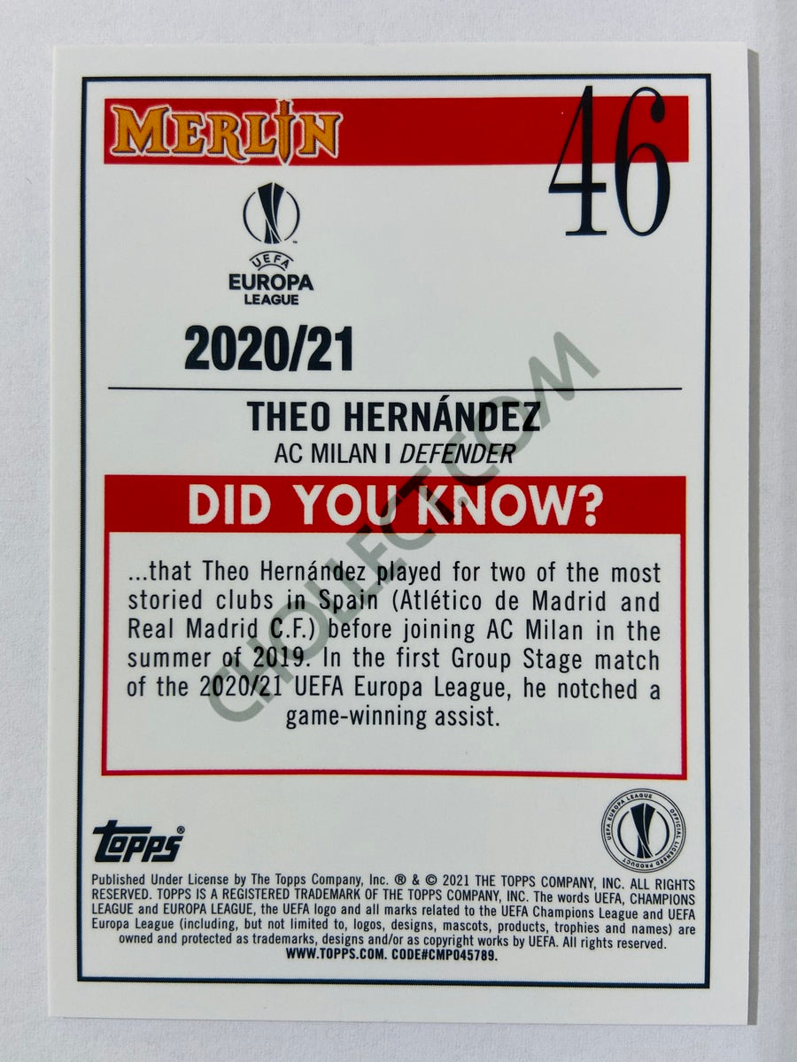 Theo Hernandez - AC Milan 2020-21 Topps UEFA Champions League Merlin #46