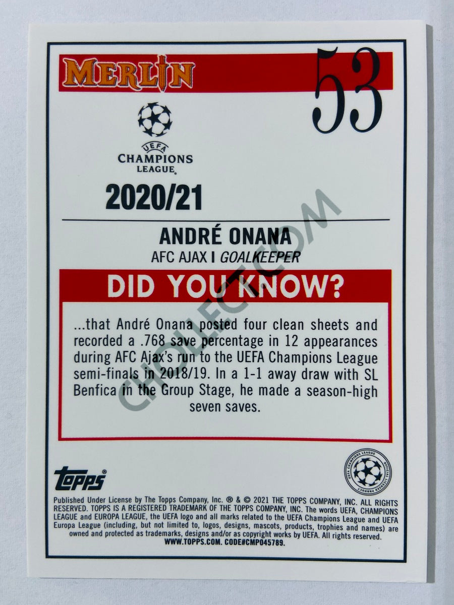 Andre Onana - AFC Ajax 2020-21 Topps UEFA Champions League Merlin #53