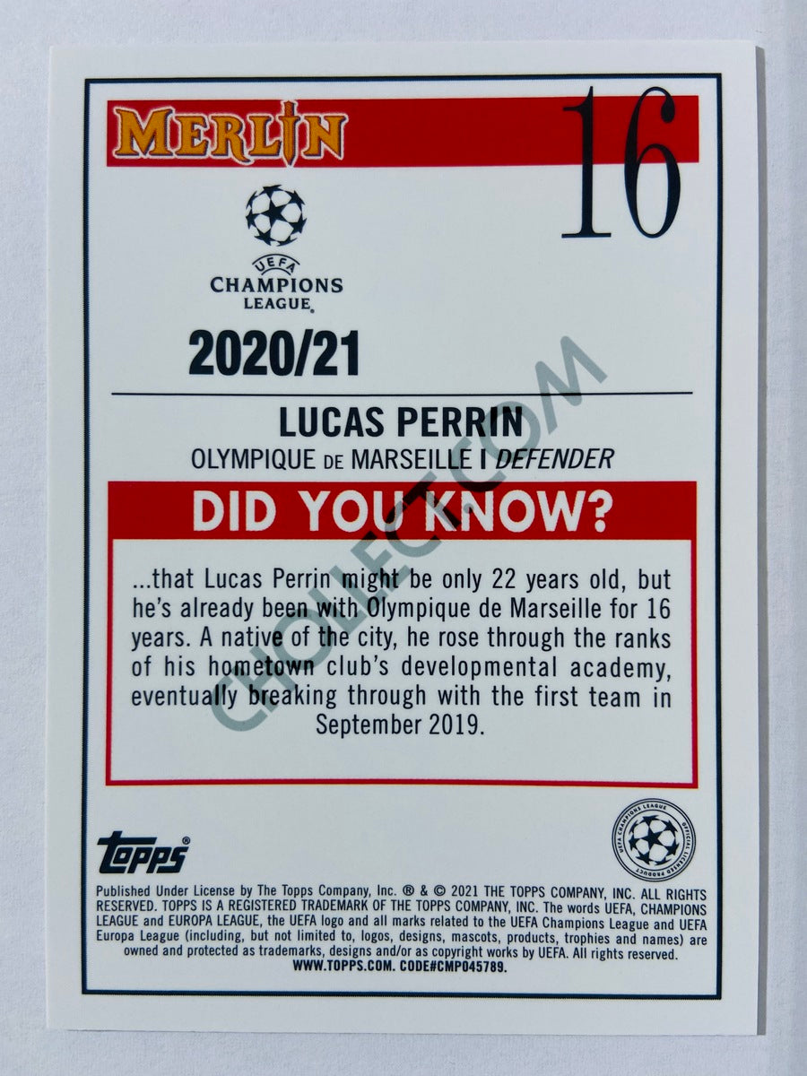 Lucas Perrin - Olympique de Marseille 2020-21 Topps UEFA Champions League Merlin RC Rookie #16