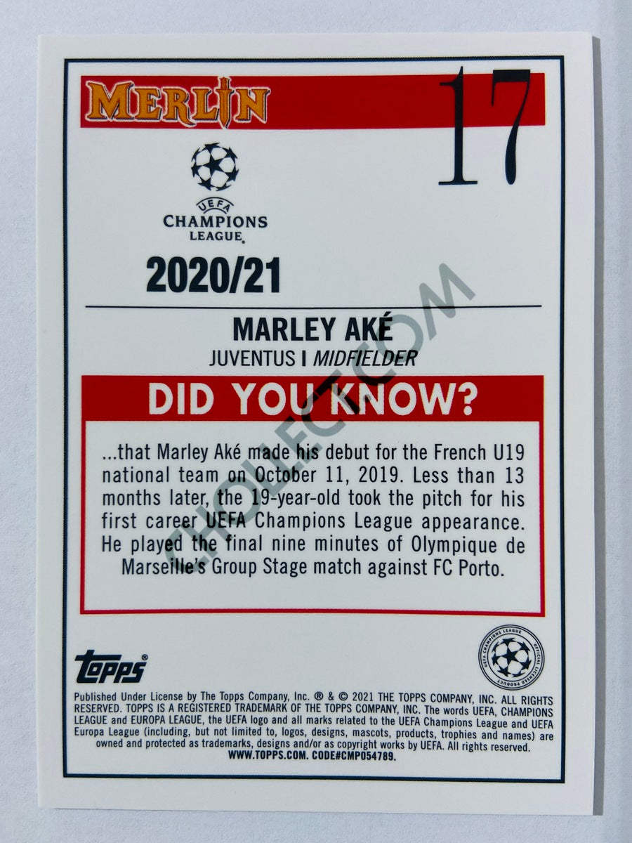 Marley Ake - Juventus 2020-21 Topps UEFA Champions League Merlin RC Rookie #17