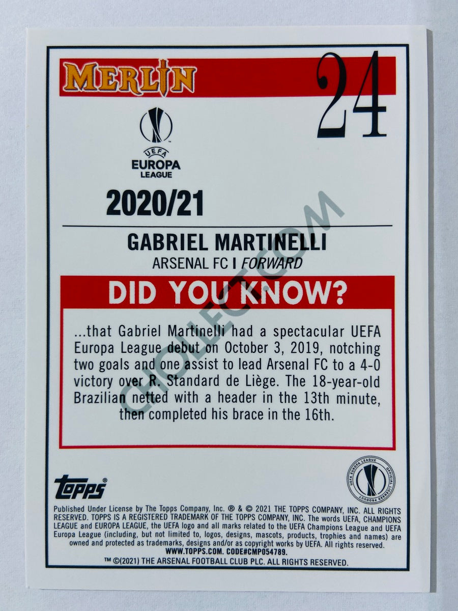 Gabriel Martinelli - Arsenal FC 2020-21 Topps UEFA Champions League Merlin RC Rookie #24