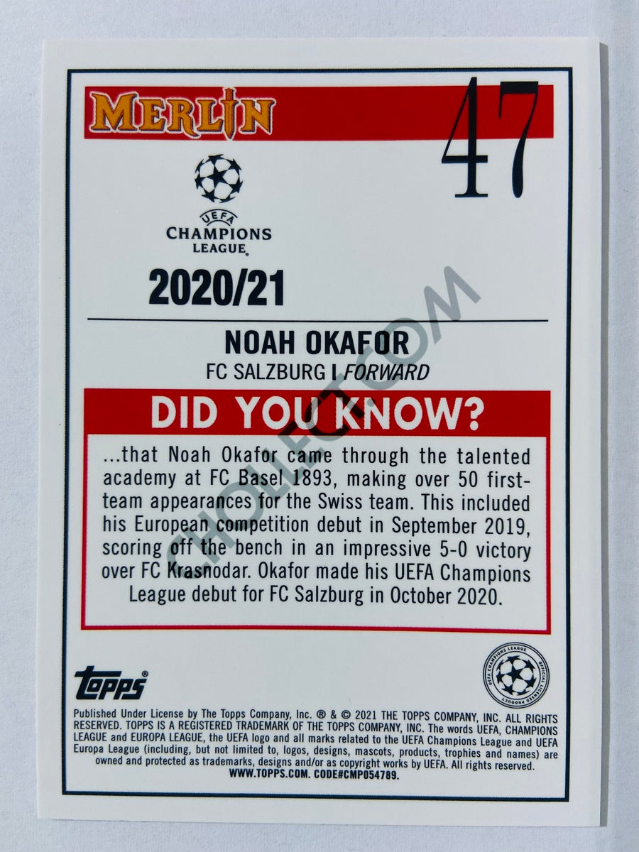 Noah Okafor - FC Salzburg 2020-21 Topps UEFA Champions League Merlin RC Rookie #45