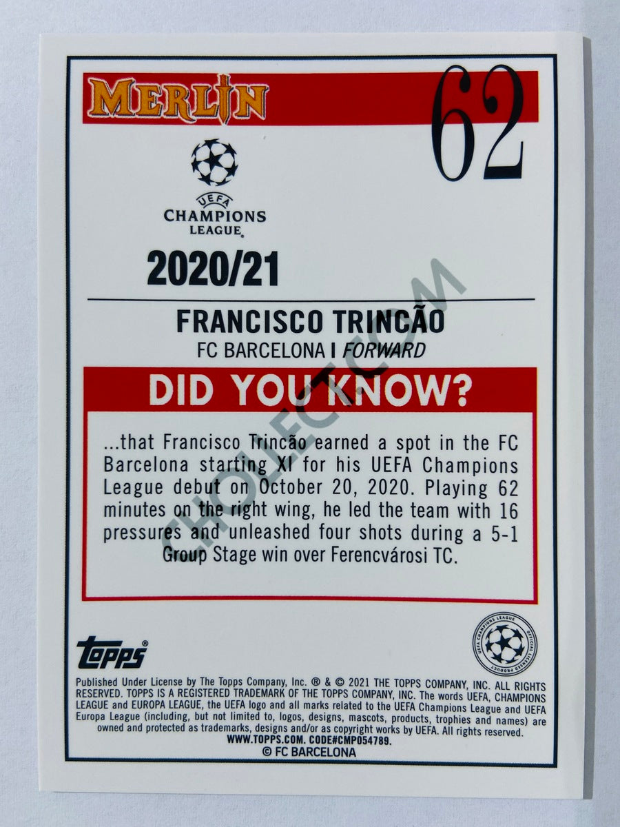 Francisco Trincao - FC Barcelona 2020-21 Topps UEFA Champions League Merlin RC Rookie #62