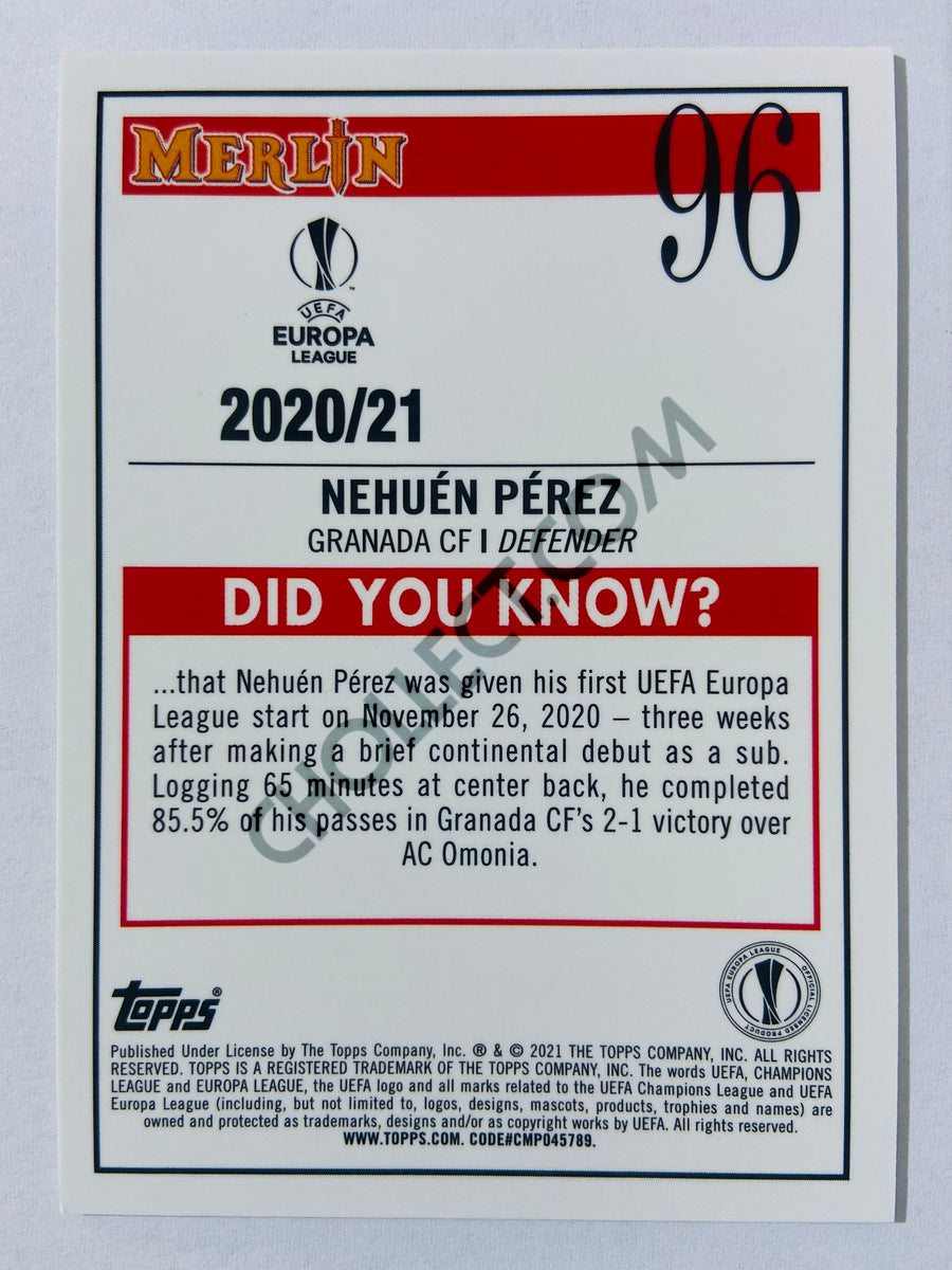 Nehuen Perez - Granada CF 2020-21 Topps UEFA Europa League Merlin RC Rookie #96