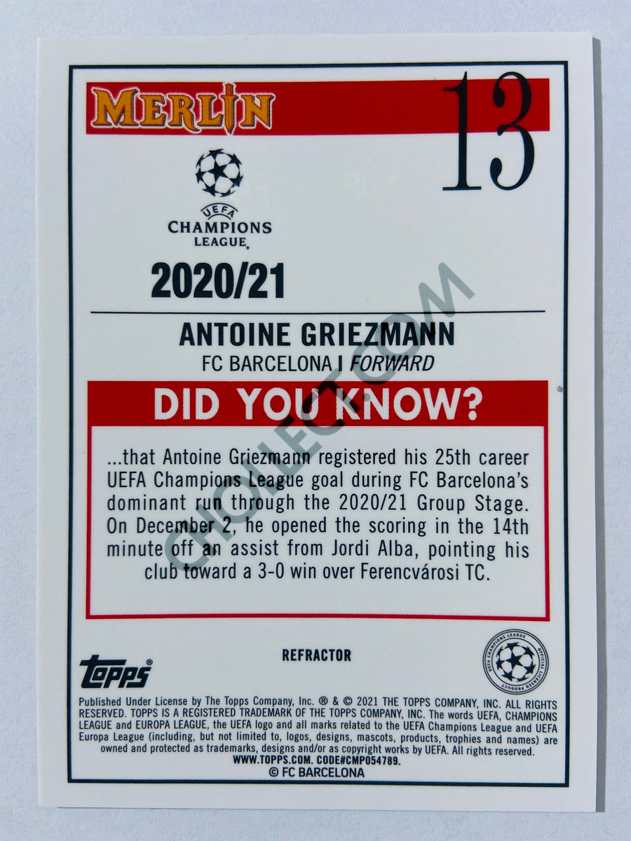 Antoine Griezmann - FC Barcelona 2020-21 Topps UEFA Champions League Merlin Refractor #13