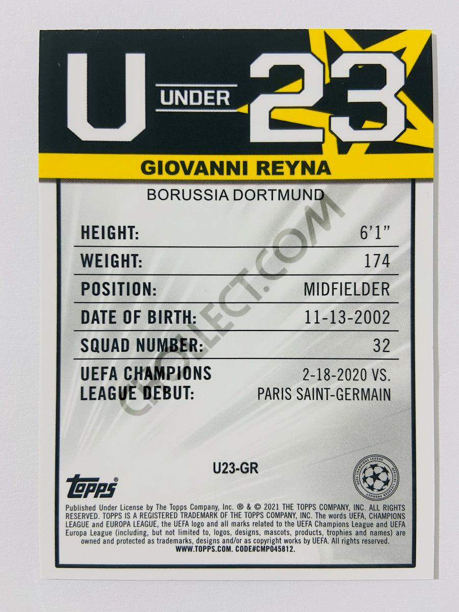 Giovanni Reyna - Borussia Dortmund 2020-21 Topps UEFA Champions League Merlin Under 23 Stars #U23-GR