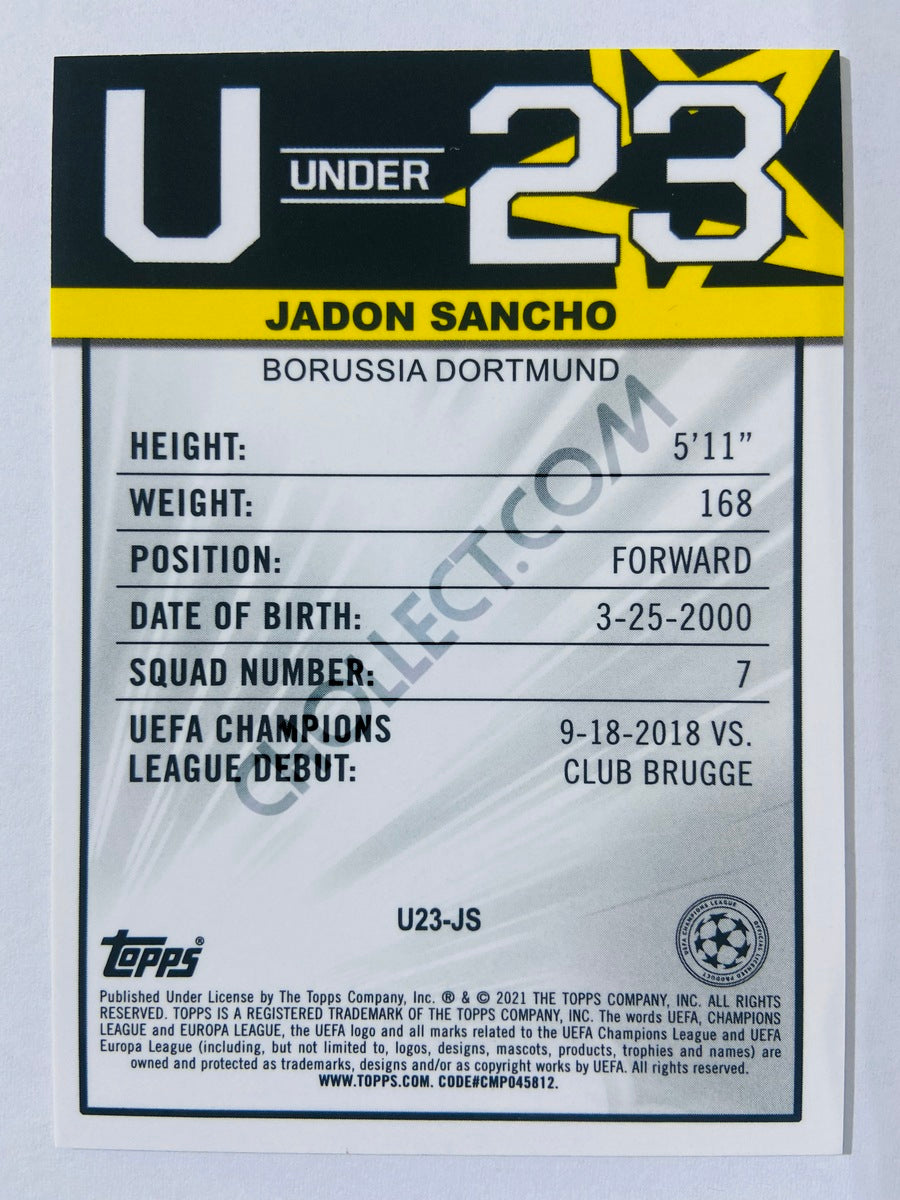 Jadon Sancho - Borussia Dortmund 2020-21 Topps UEFA Champions League Merlin Under 23 Stars #U23-JS