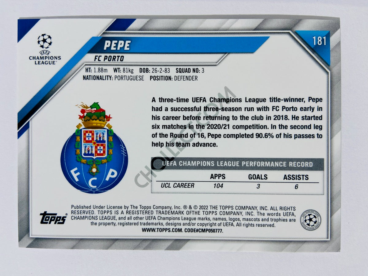Pepe – FC Porto 2021-22 Topps UCL #181