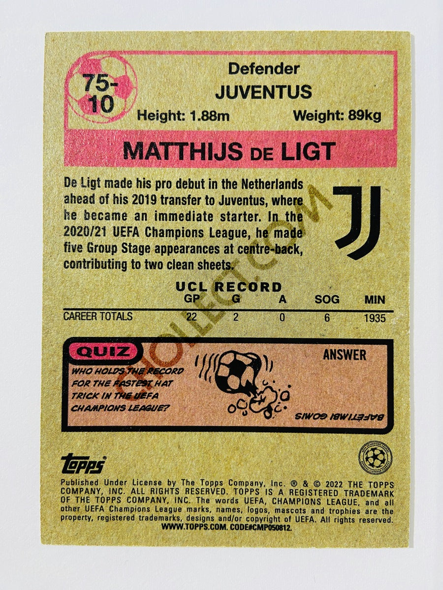 Matthijs de Ligt – Juventus 2021-22 Topps UCL 1975/76 Topps Footballer #75-10