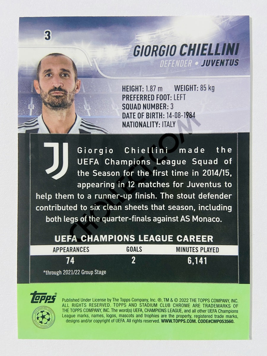 Giorgio Chiellini - Juventus 2022 Topps Stadium Club Chrome UCL #3