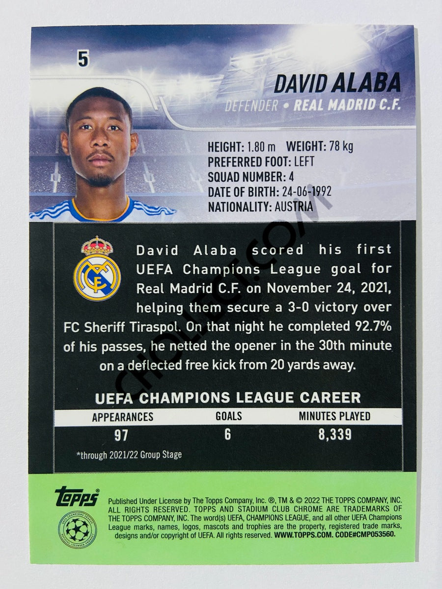 David Alaba - Real Madrid C.F. 2022 Topps Stadium Club Chrome UCL #5