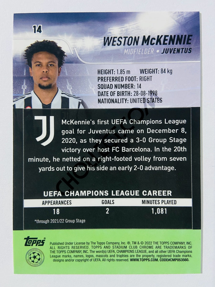 Weston McKennie - Juventus 2022 Topps Stadium Club Chrome UCL #14