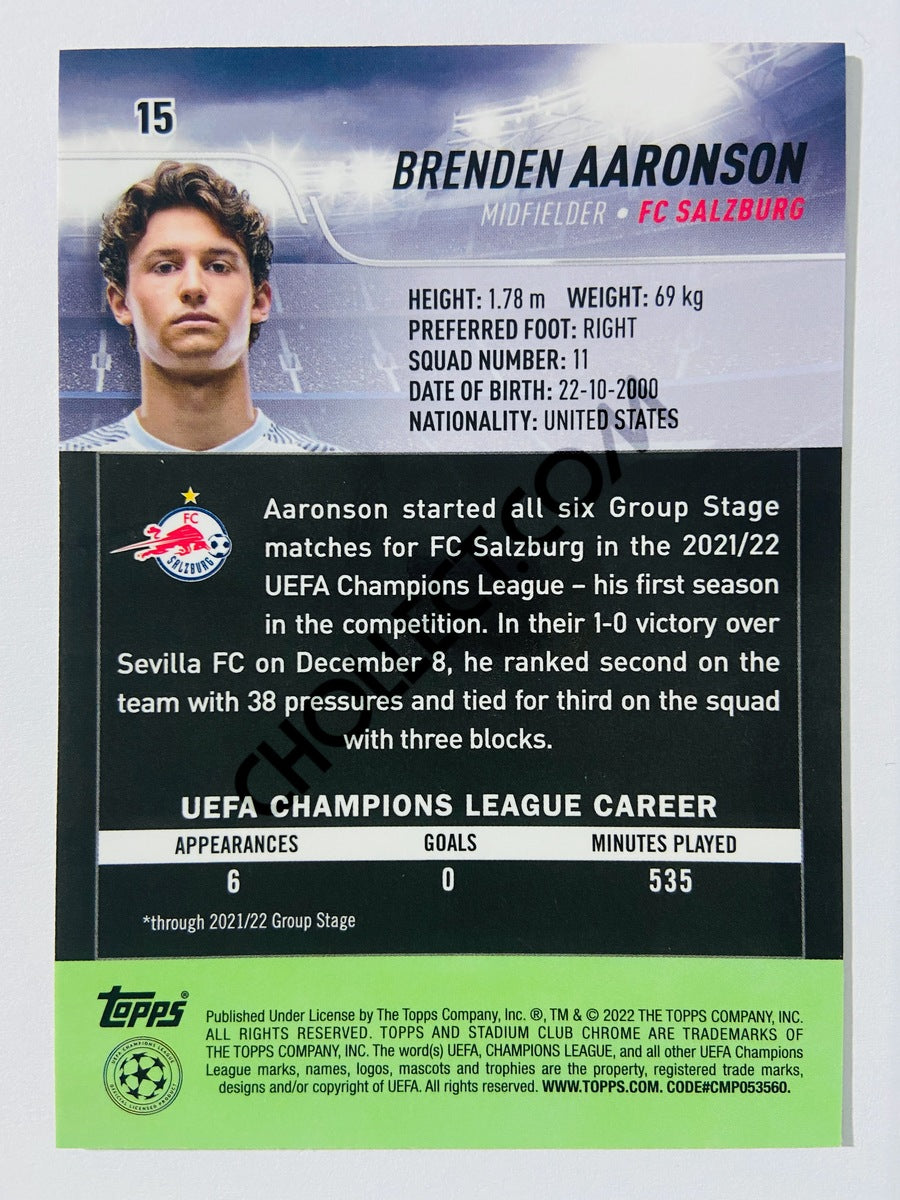 Brenden Aaronson - FC Salzburg 2022 Topps Stadium Club Chrome UCL #15