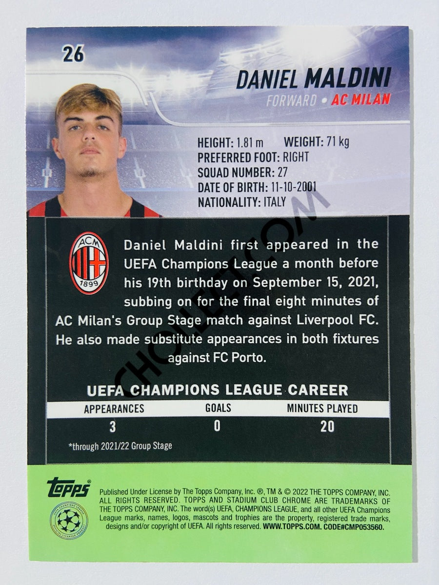 Daniel Maldini - AC Milan 2022 Topps Stadium Club Chrome UCL #26