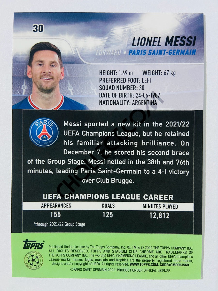 Lionel Messi - Paris Saint-Germain 2022 Topps Stadium Club Chrome UCL #30