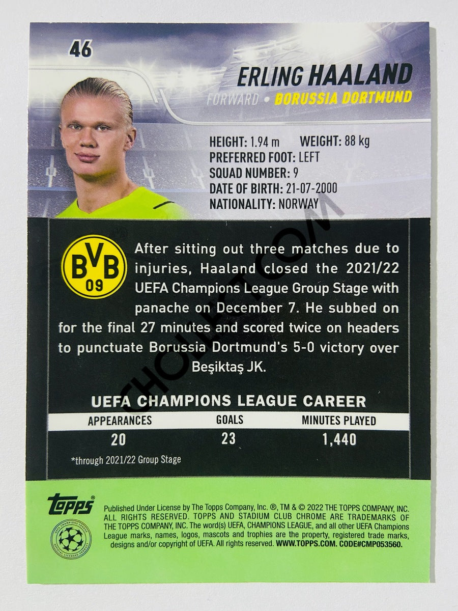 Erling Haaland - Borussia Dortmund 2022 Topps Stadium Club Chrome UCL #46