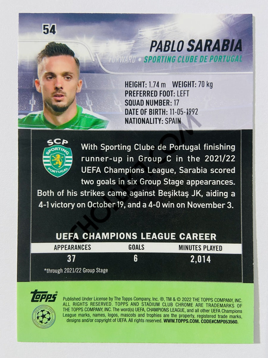 Pablo Sarabia - Sporting Clube de Portugal 2022 Topps Stadium Club Chrome UCL #54