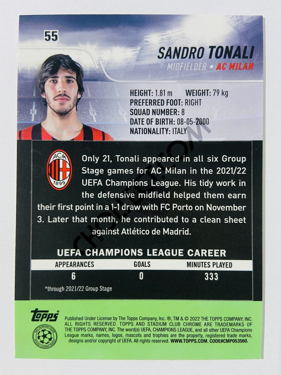 Sandro Tonali - AC Milan 2022 Topps Stadium Club Chrome UCL #55