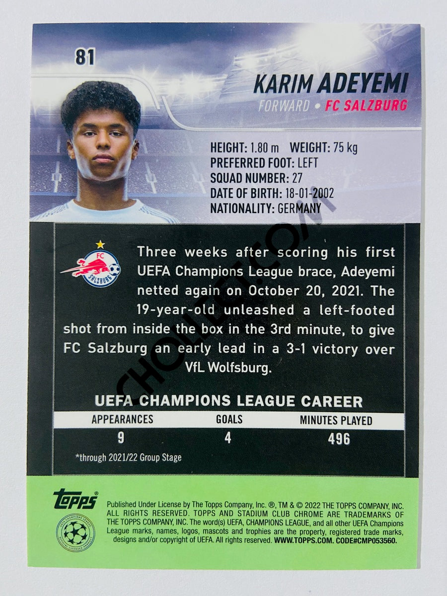 Karim Adeyemi - FC Salzburg 2022 Topps Stadium Club Chrome UCL #81