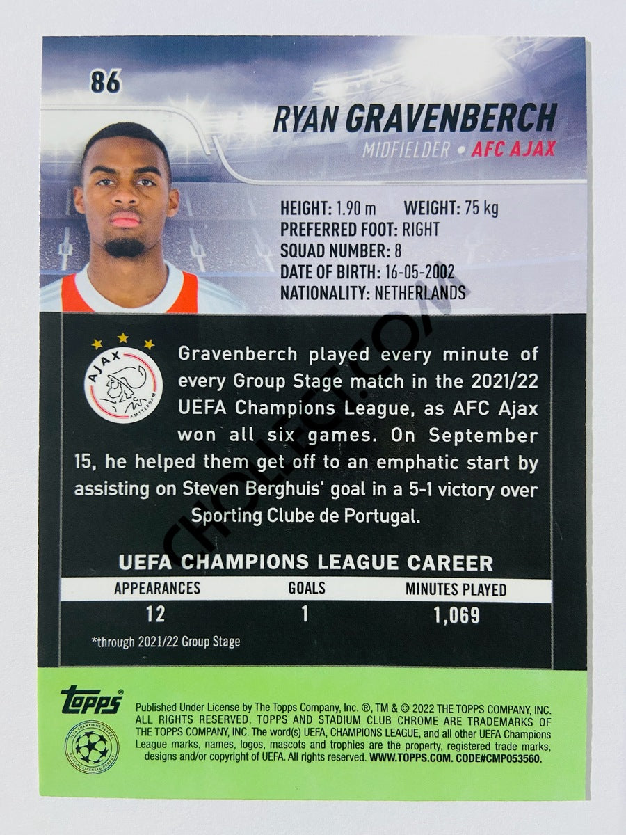 Ryan Gravenberch - AFC Ajax 2022 Topps Stadium Club Chrome UCL #86