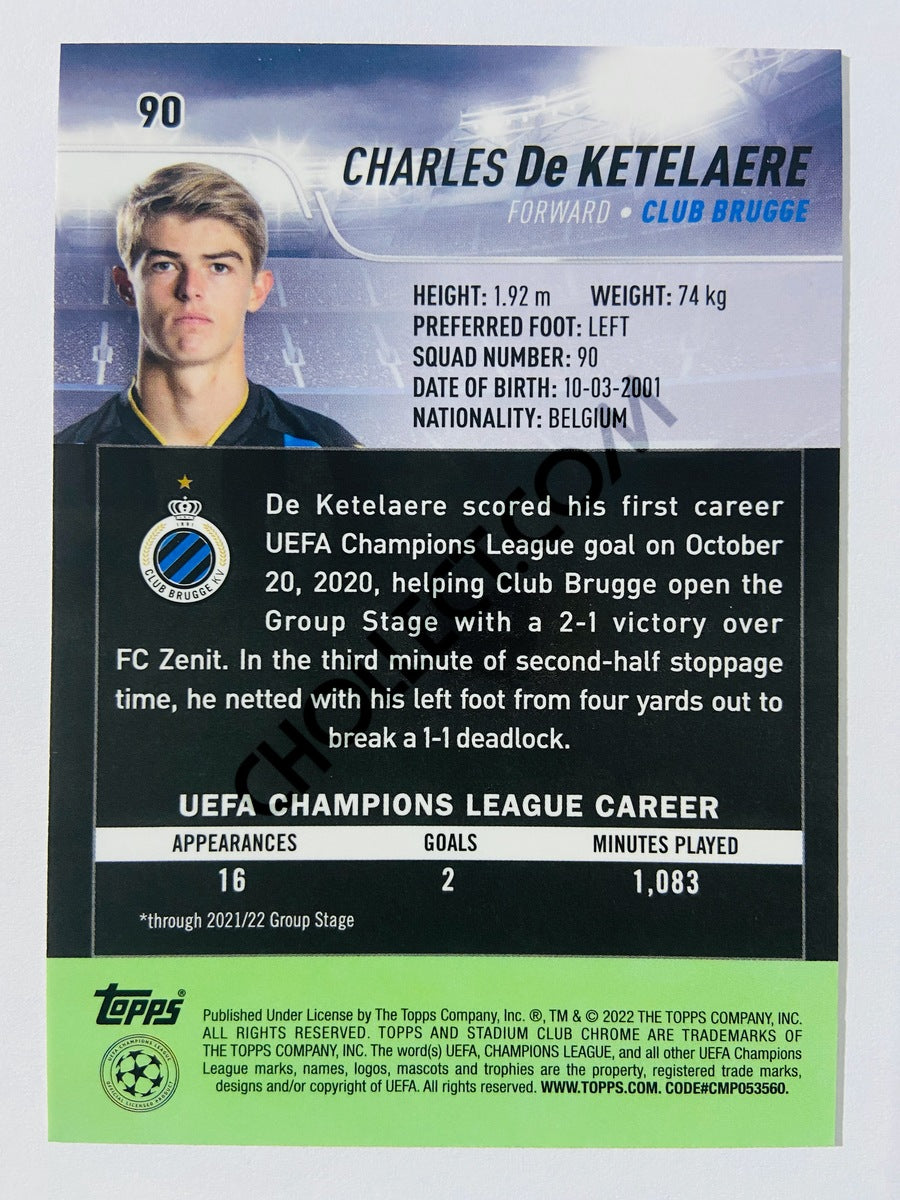 Charles De Ketelaere - Club Brugge 2022 Topps Stadium Club Chrome UCL #90