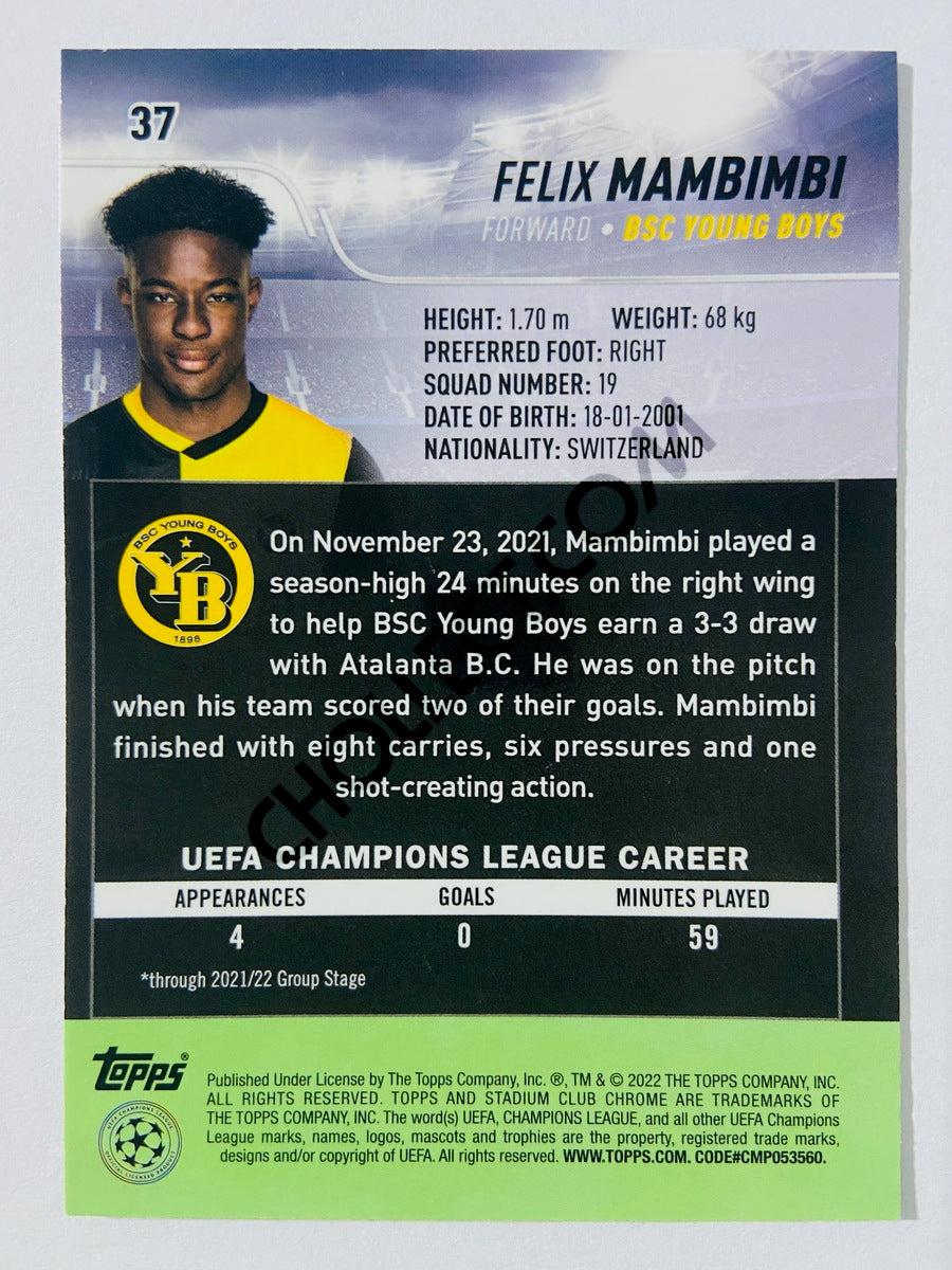 Felix Mambimbi - BSC Young Boys 2022 Topps Stadium Club Chrome UCL RC Rookie #37