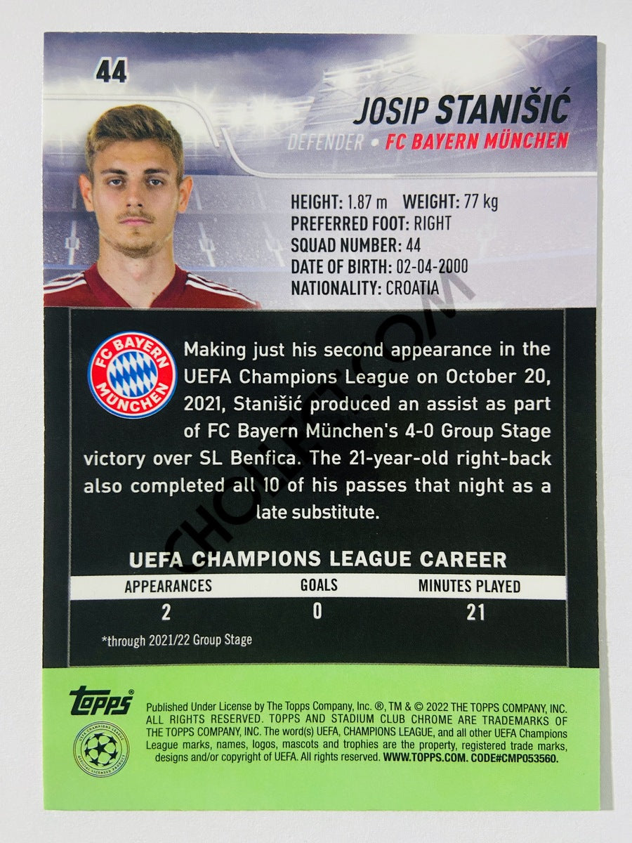Josip Stanisic - FC Bayern München 2022 Topps Stadium Club Chrome UCL RC Rookie #44
