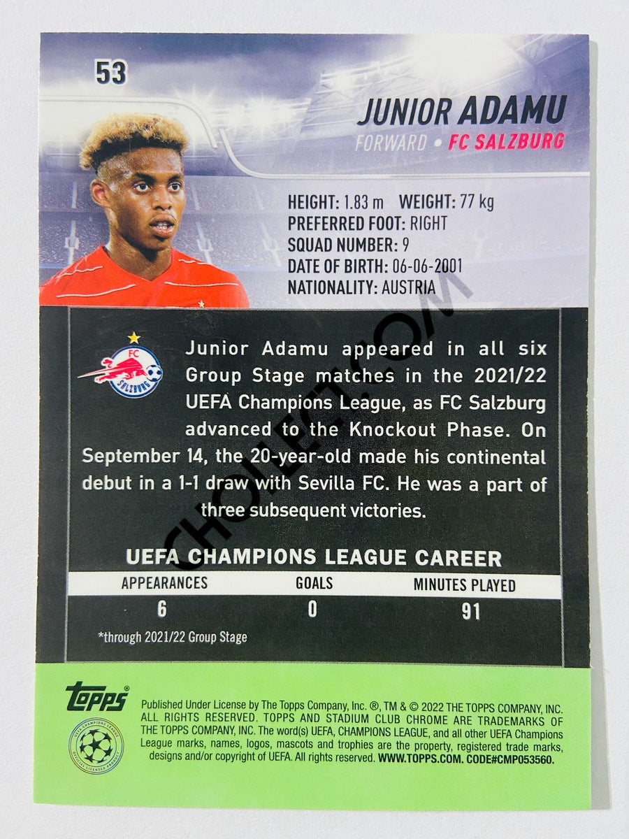 Junior Adamu - FC Salzburg 2022 Topps Stadium Club Chrome UCL RC Rookie #53