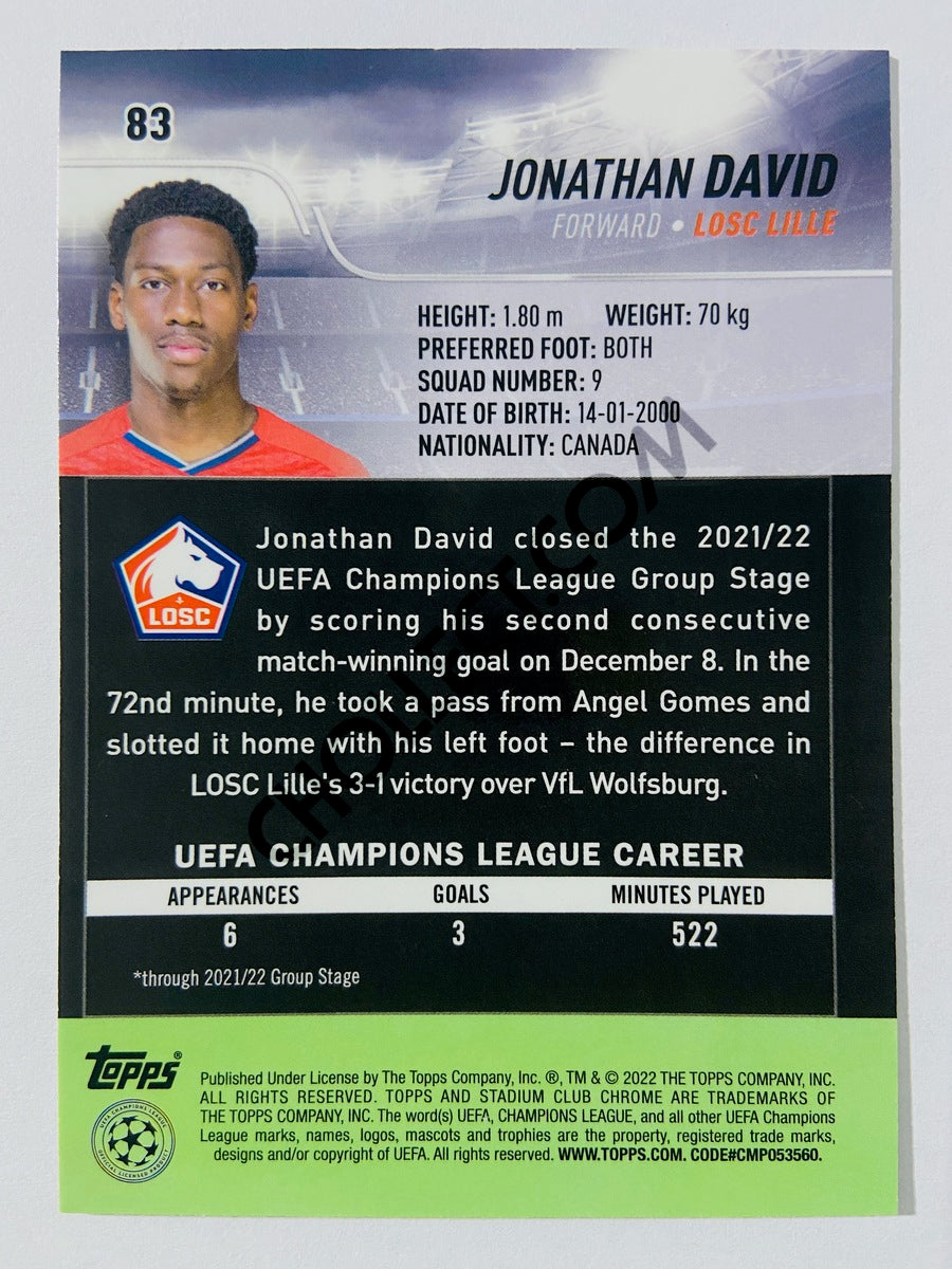 Jonathan David - LOSC Lille 2022 Topps Stadium Club Chrome UCL RC Rookie #83