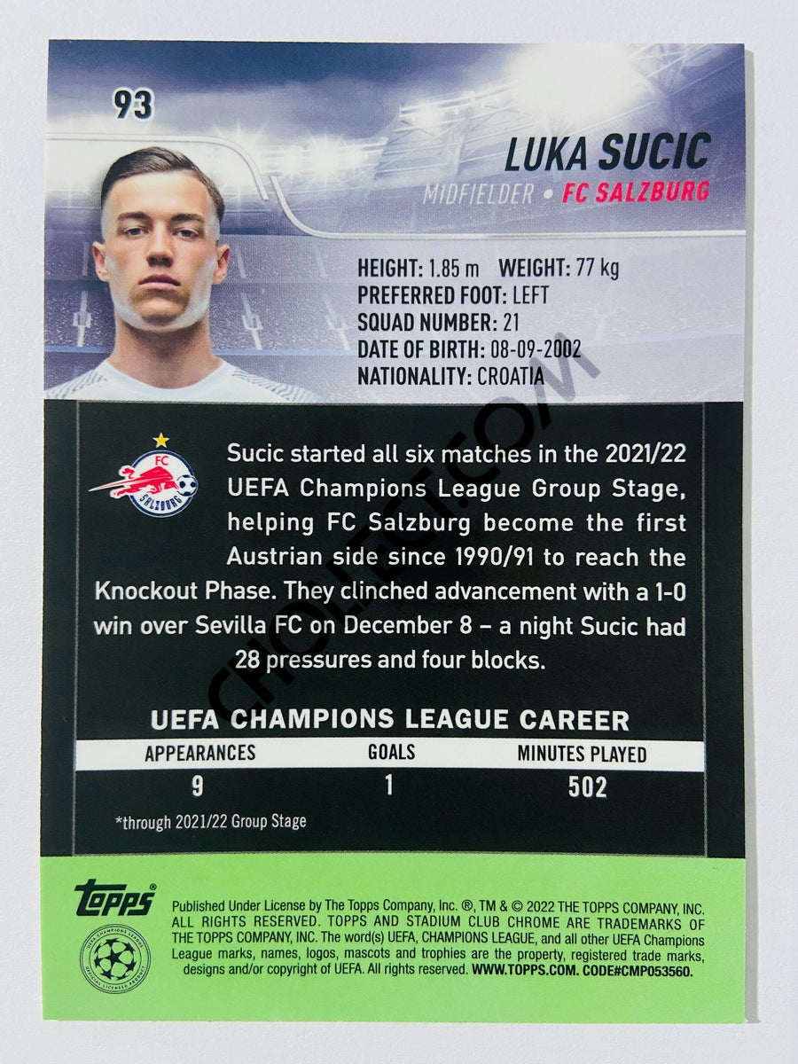 Luka Sucic - FC Salzburg 2022 Topps Stadium Club Chrome UCL RC Rookie #93