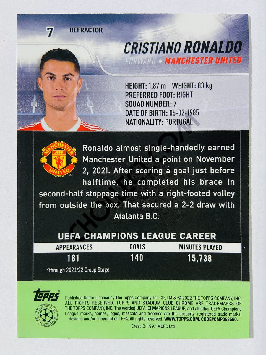 Cristiano Ronaldo - Manchester United 2022 Topps Stadium Club Chrome UCL Refractor #7