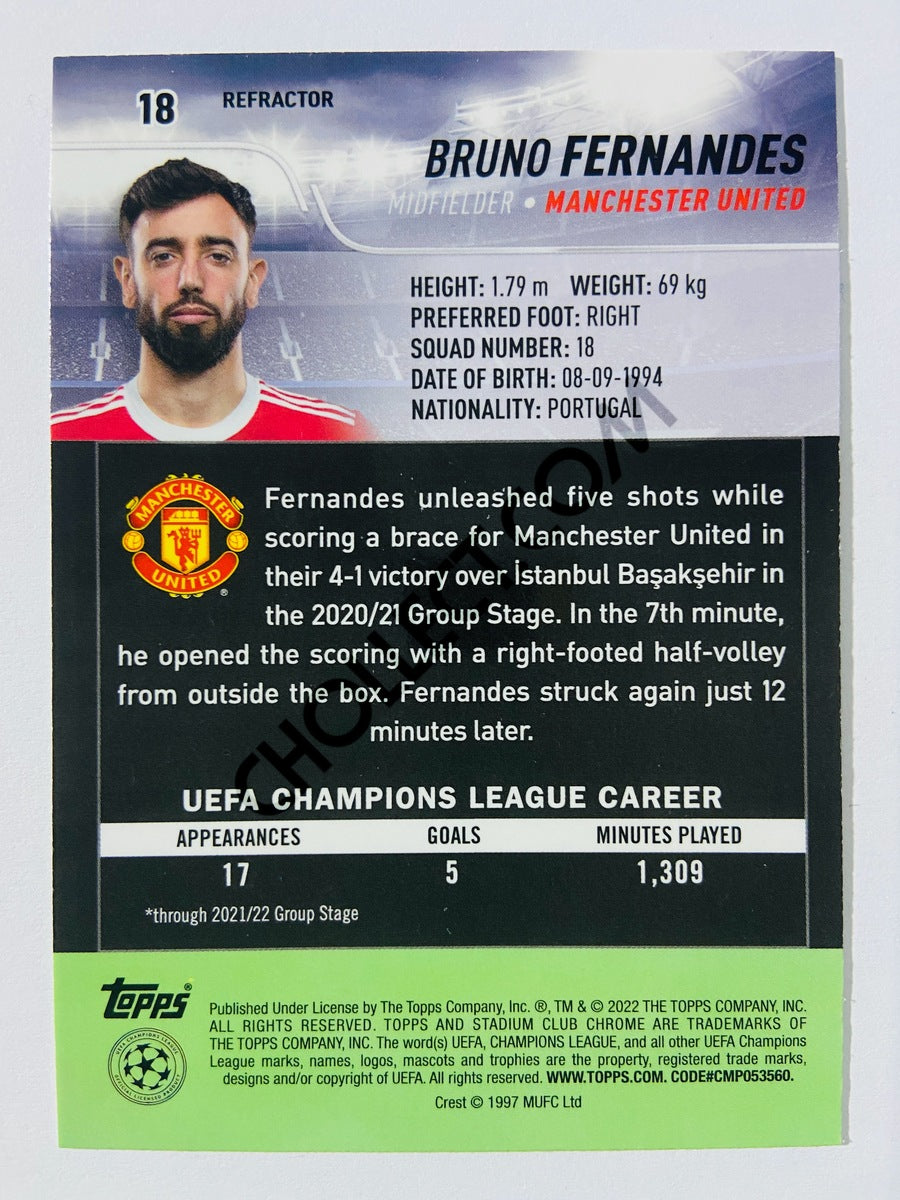 Bruno Fernandes - Manchester United 2022 Topps Stadium Club Chrome UCL Refractor #18