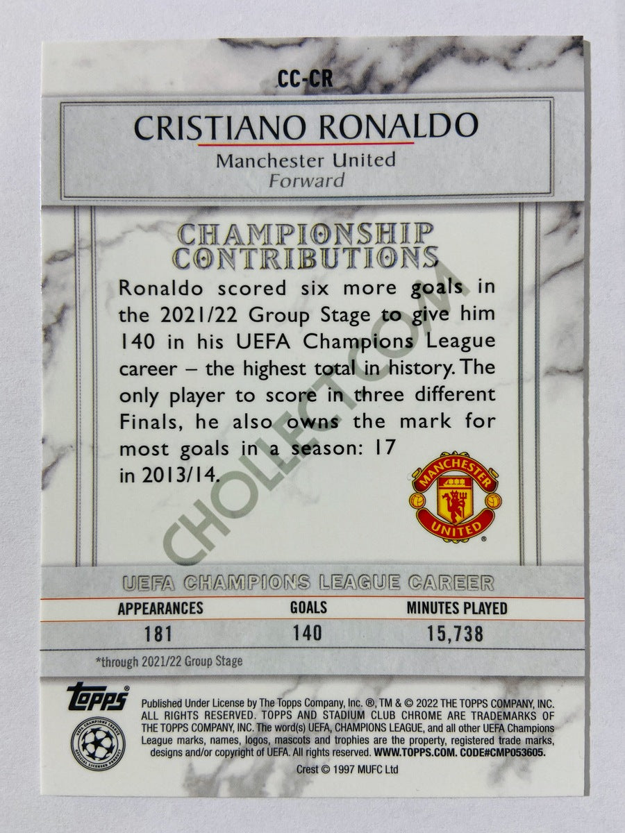Cristiano Ronaldo - Manchester United 2021-22 Topps Stadium Club Chrome Championship Contributions #CC-CR
