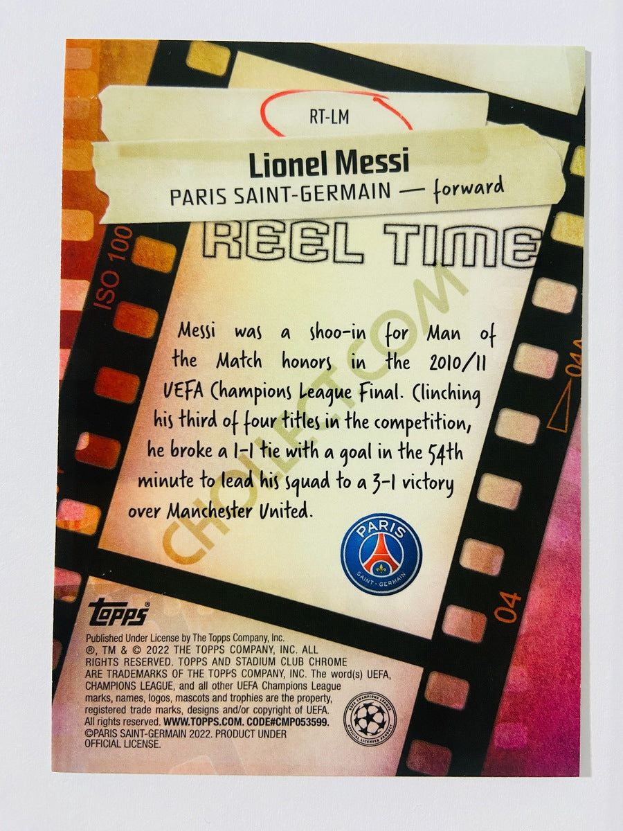 Lionel Messi – Paris Saint-Germain 2022 Topps Stadium Club Chrome UCL Reel Time #RT-LM