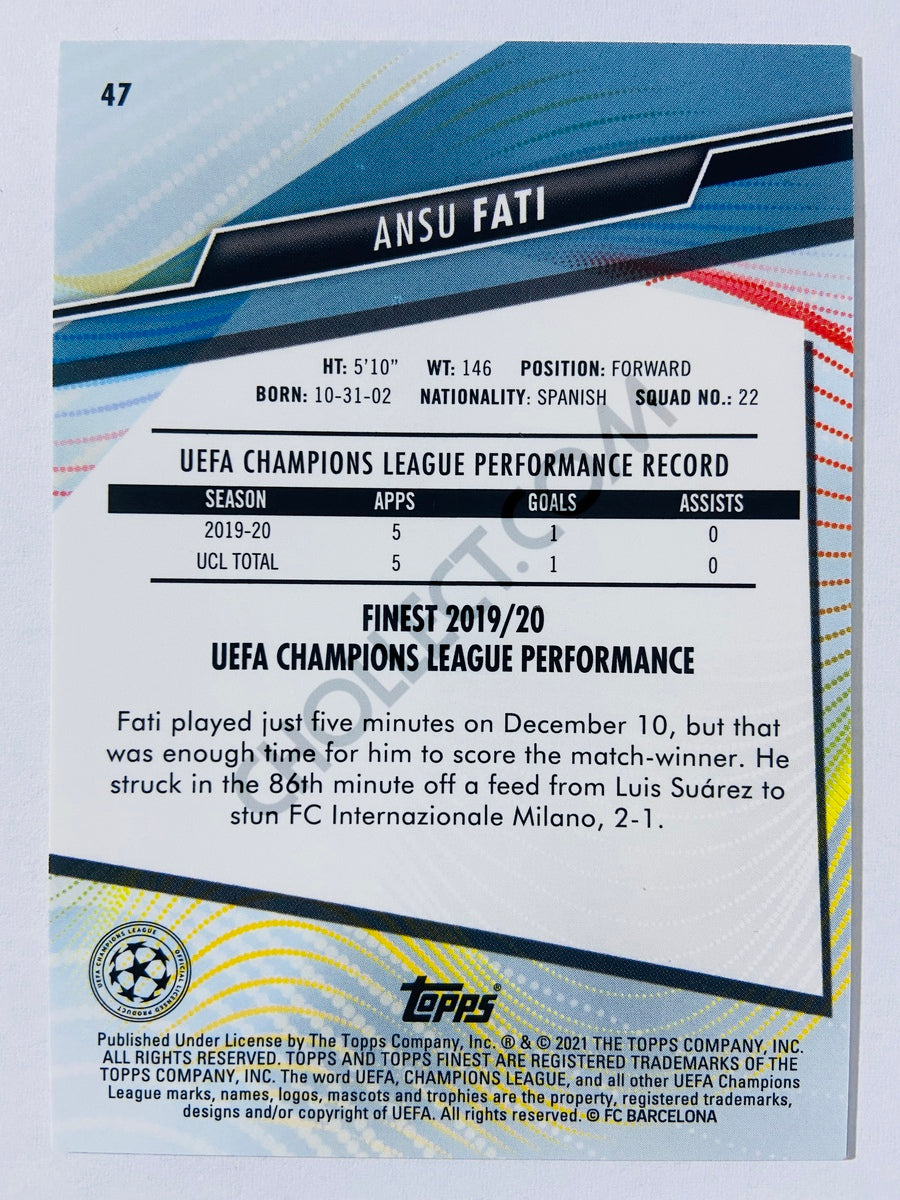 Ansu Fati - FC Barcelona - 2021 Topps Finest UCL #47