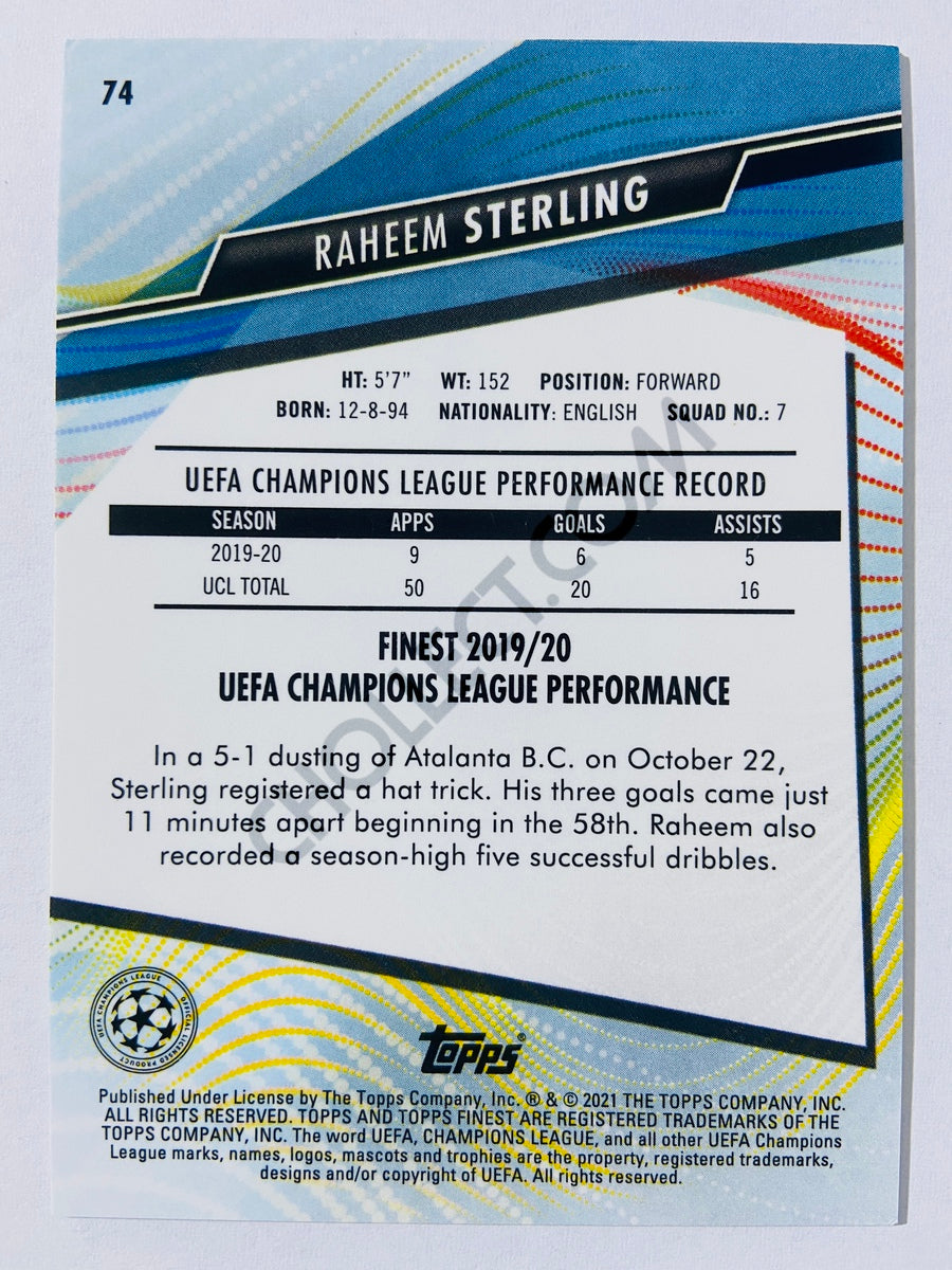 Raheem Sterling - Manchester City 2021 Topps Finest UCL #74