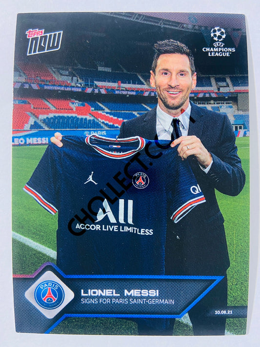 Lionel Messi - Paris Saint-Germain 2021 Topps Now UCL Signs for Paris Saint-Germain #12